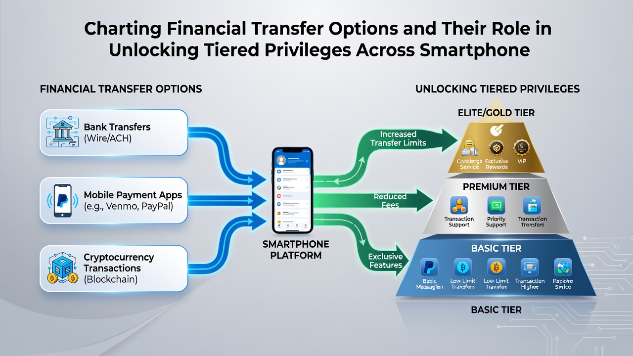 Smartphone screen displaying tiered VIP benefits unlocked through different deposit methods in casino app