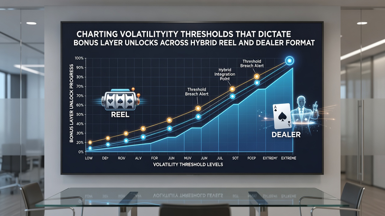 Live dealer table interface displaying volatility indicators and bonus progression in hybrid casino games
