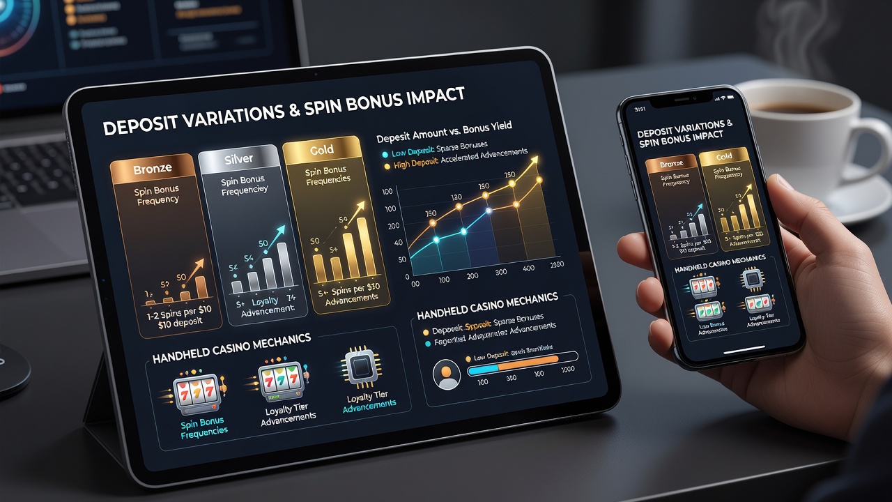 Loyalty tier progression chart displayed within a handheld casino application alongside deposit history